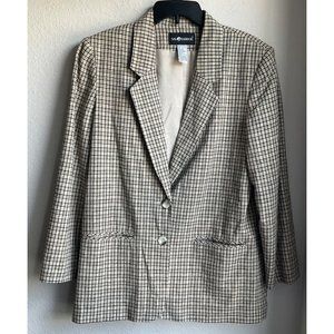 Sag Harbor Black and Cream Plaid Blazer
